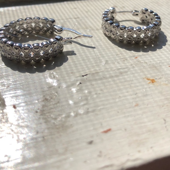 1/2 Carat Double Row Diamond Hoop Earrings, 3/4” - Picture 6 of 7